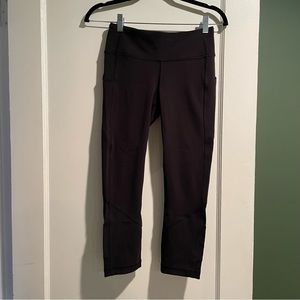 Lululemon Black Cropped Leggings With Mesh
